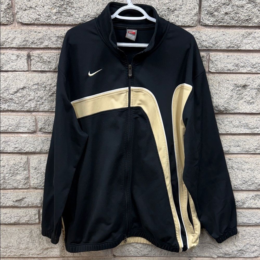 Vintage Nike Label - "Swoosh" Zippered (XL) Warm-Up Jacket BLANK & TAN